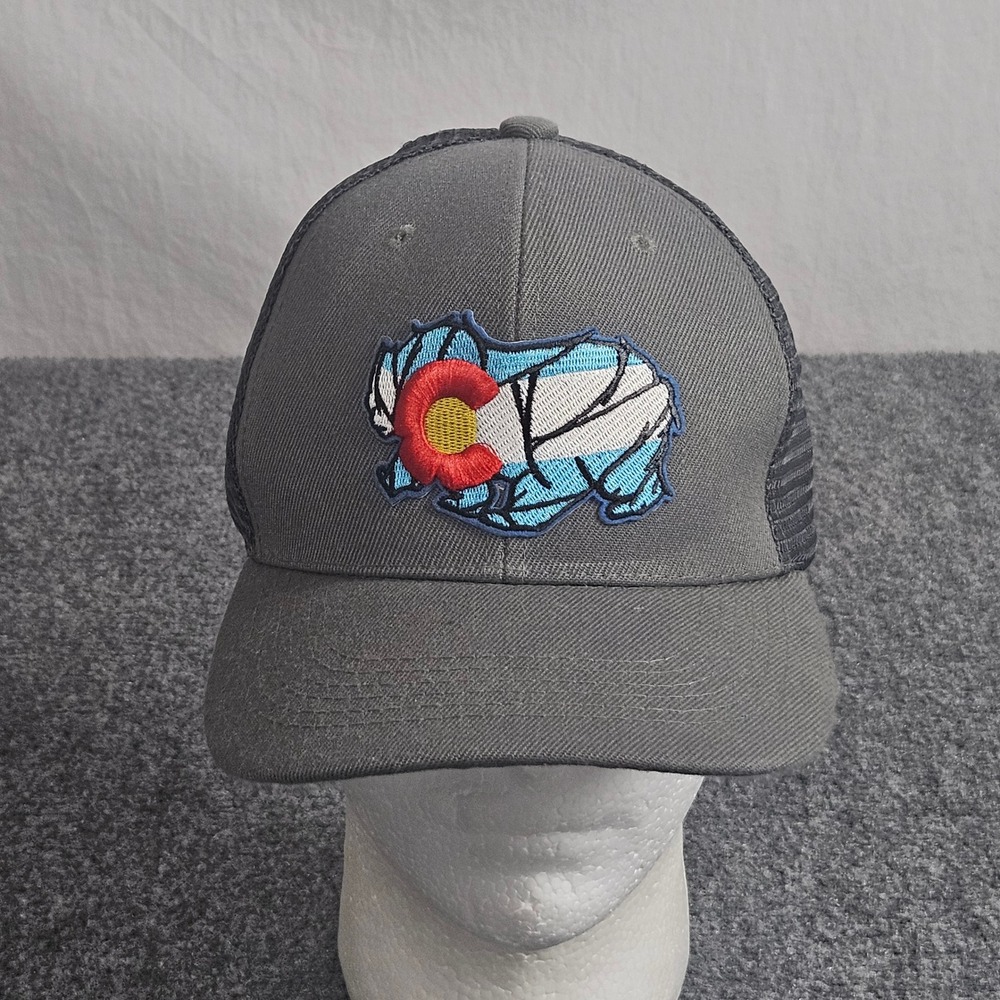 Colorado Flag Bear Trucker Hat Gray‎ Cap Mesh Snapback Outdoor Gorpcore Nature